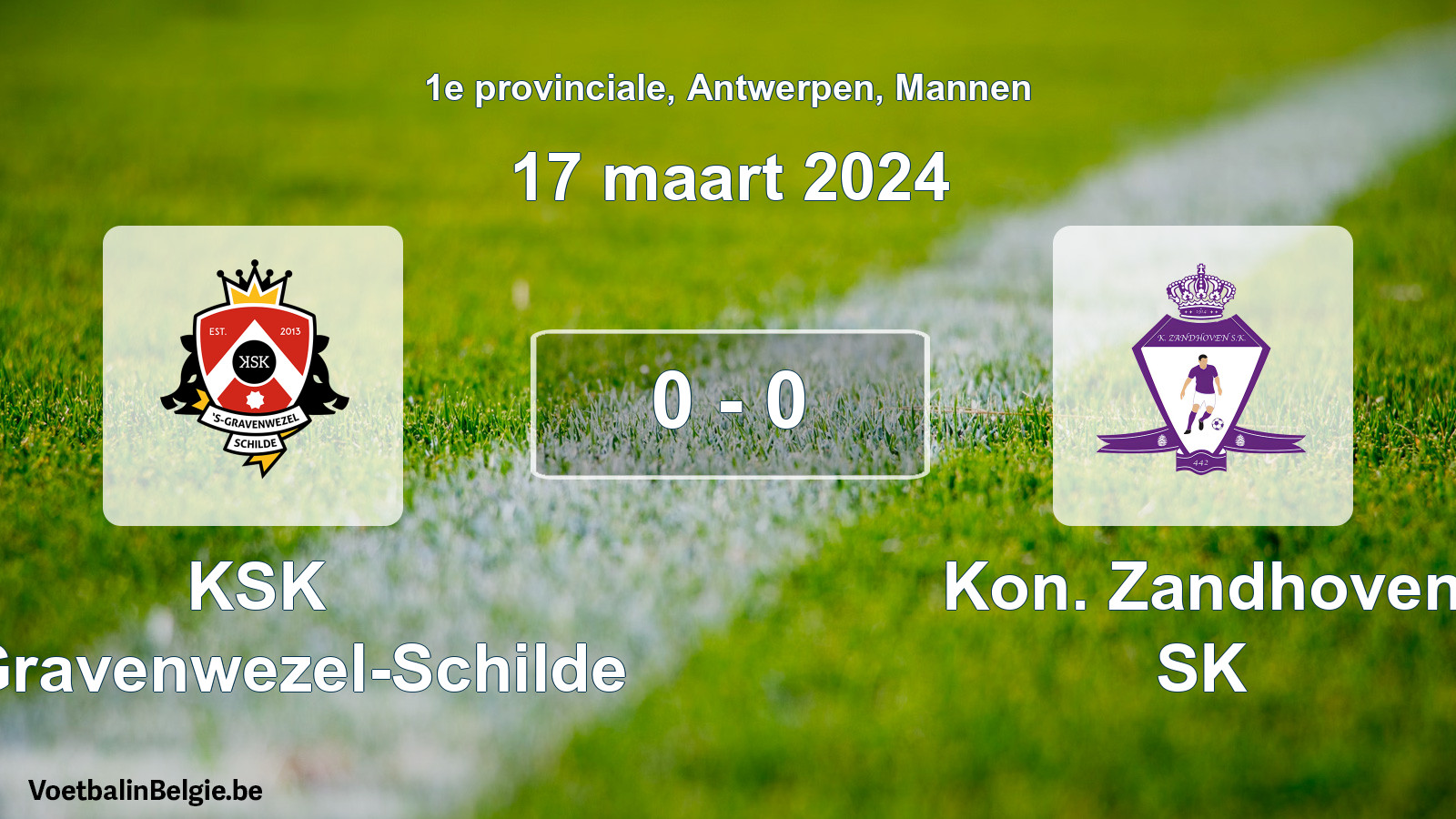 Gespeelde wedstrijd mannenvoetbal: KSK 's-Gravenwezel-Schilde - Kon. Zandhoven SK 0 - 0 (17 maart 2024)