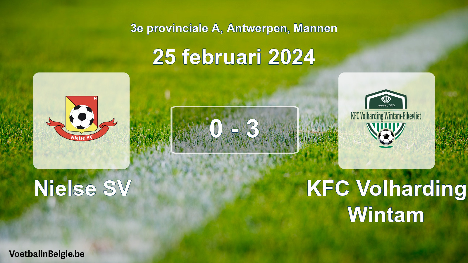 Gespeelde wedstrijd mannenvoetbal: Nielse SV - KFC Volharding Wintam 0 - 3 (25 februari 2024)