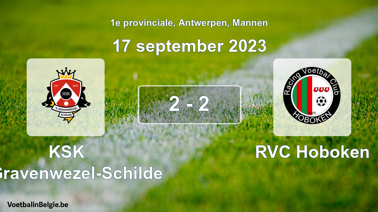 Gespeelde wedstrijd mannenvoetbal: KSK 's-Gravenwezel-Schilde - RVC Hoboken 2 - 2 (17 september 2023)
