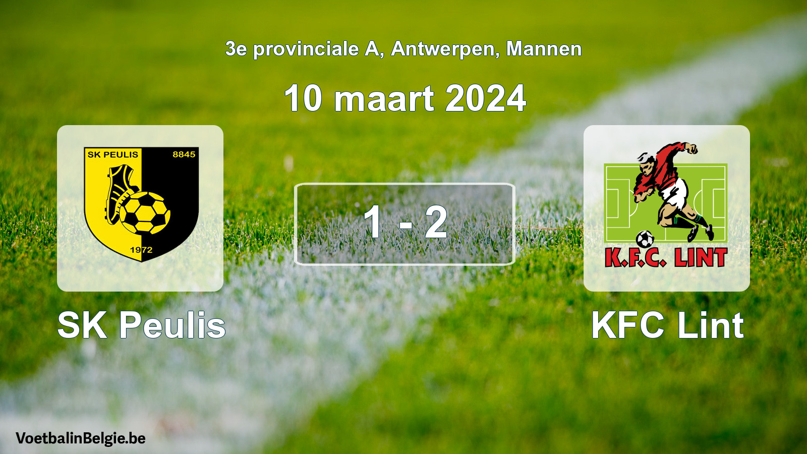 Gespeelde wedstrijd mannenvoetbal: SK Peulis - KFC Lint 1 - 2 (10 maart 2024)