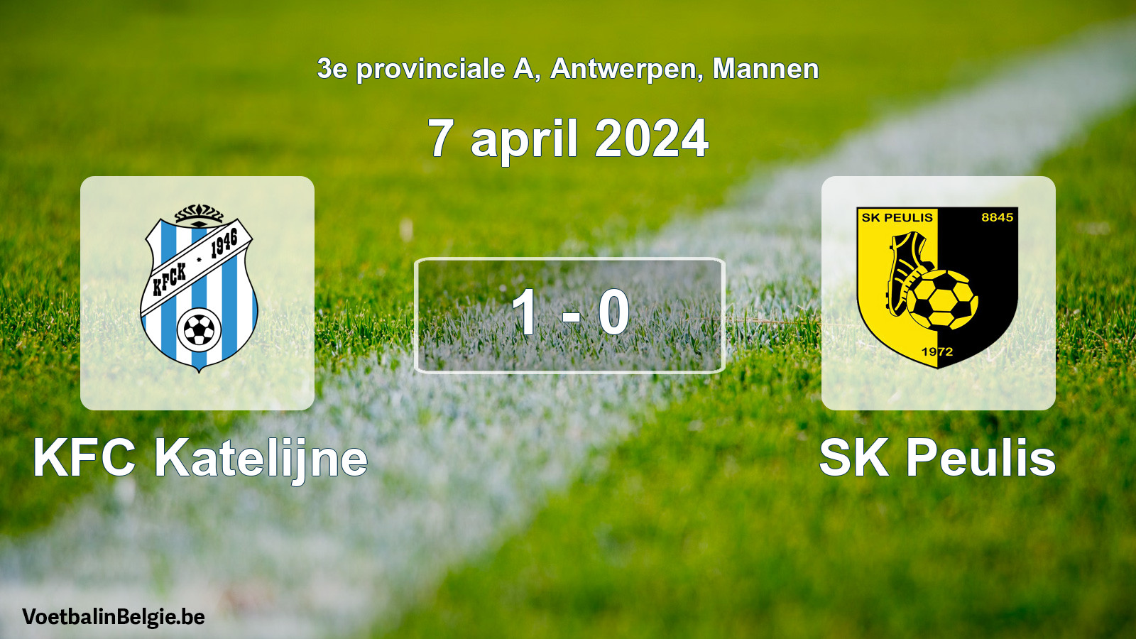 Played match men football: KFC Katelijne - SK Peulis 1 - 0 (7 April 2024)