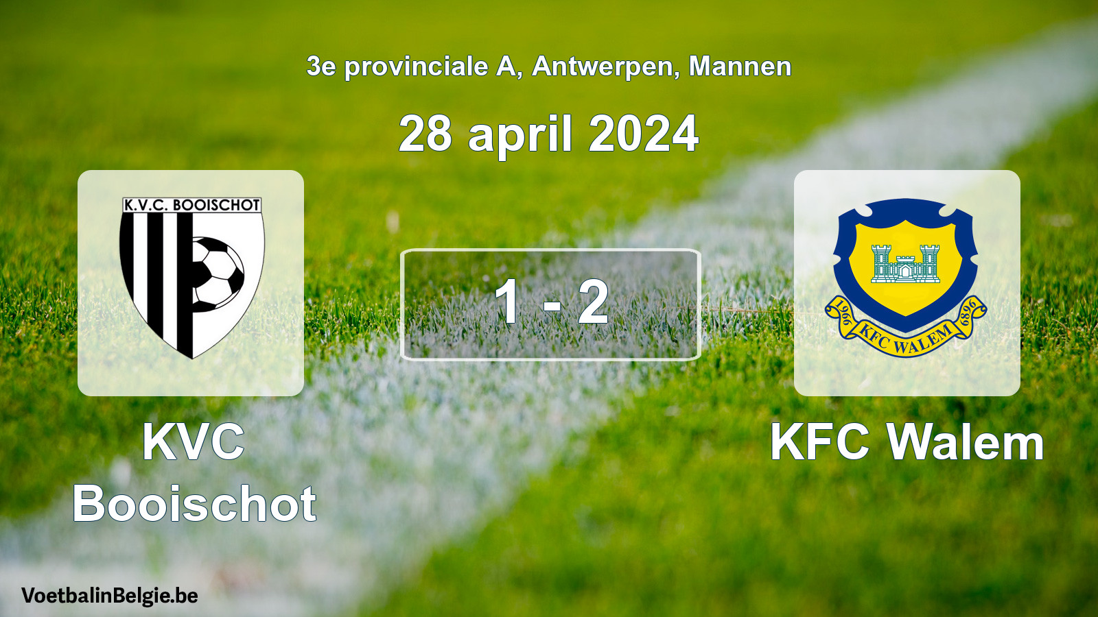 Gespeelde wedstrijd mannenvoetbal: KVC Booischot - KFC Walem 1 - 2 (28 april 2024)