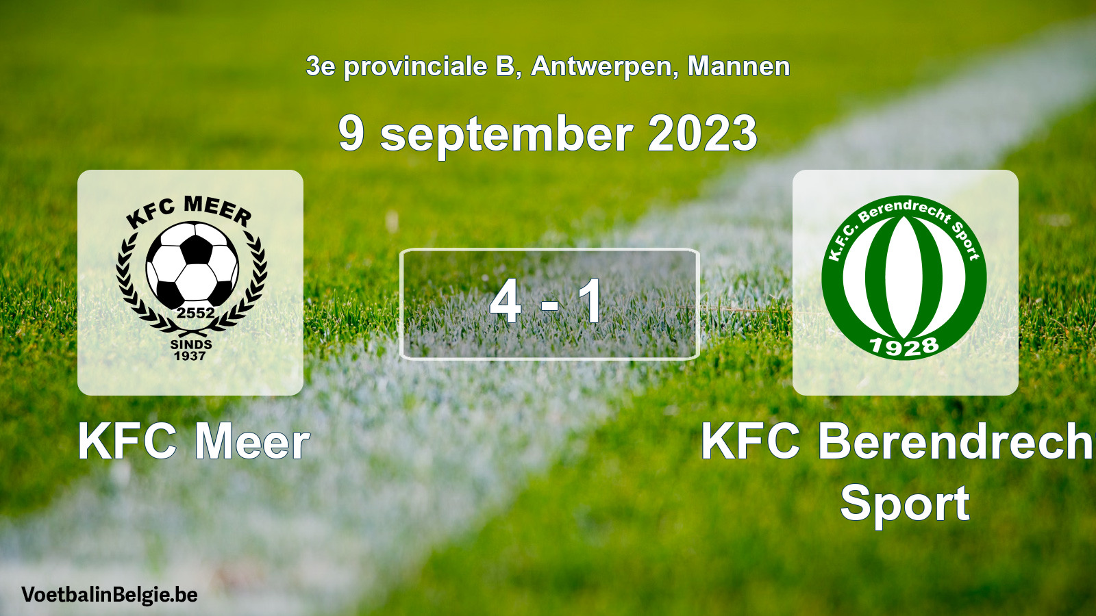 Gespeelde wedstrijd mannenvoetbal: KFC Meer - KFC Berendrecht Sport 4 - 1 (9 september 2023)
