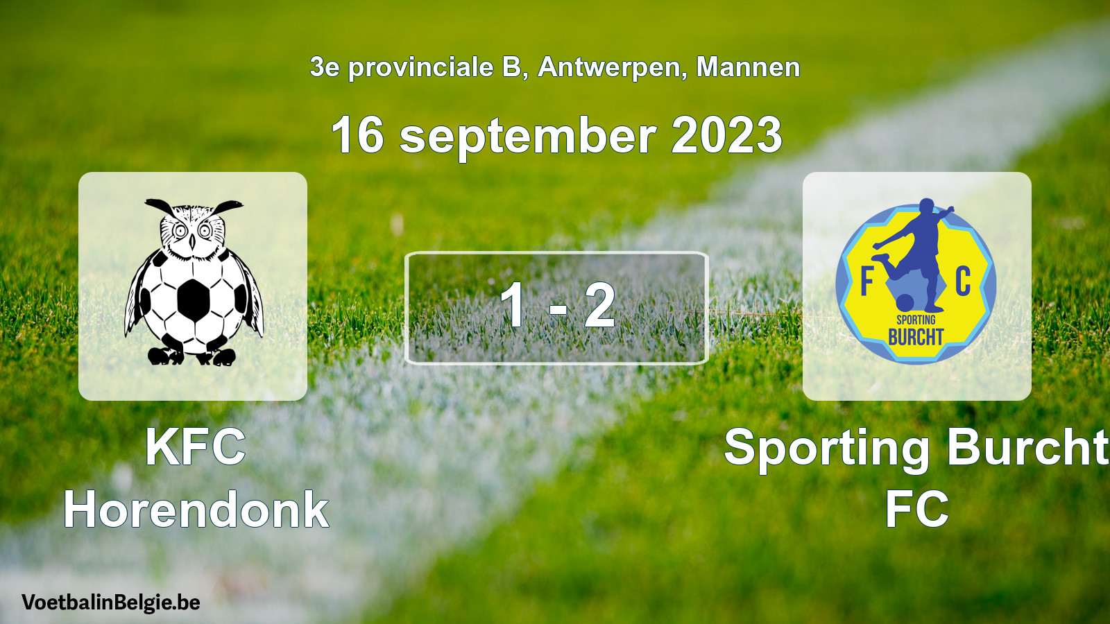 Gespeelde wedstrijd mannenvoetbal: KFC Horendonk - Sporting Burcht FC 1 - 2 (16 september 2023)