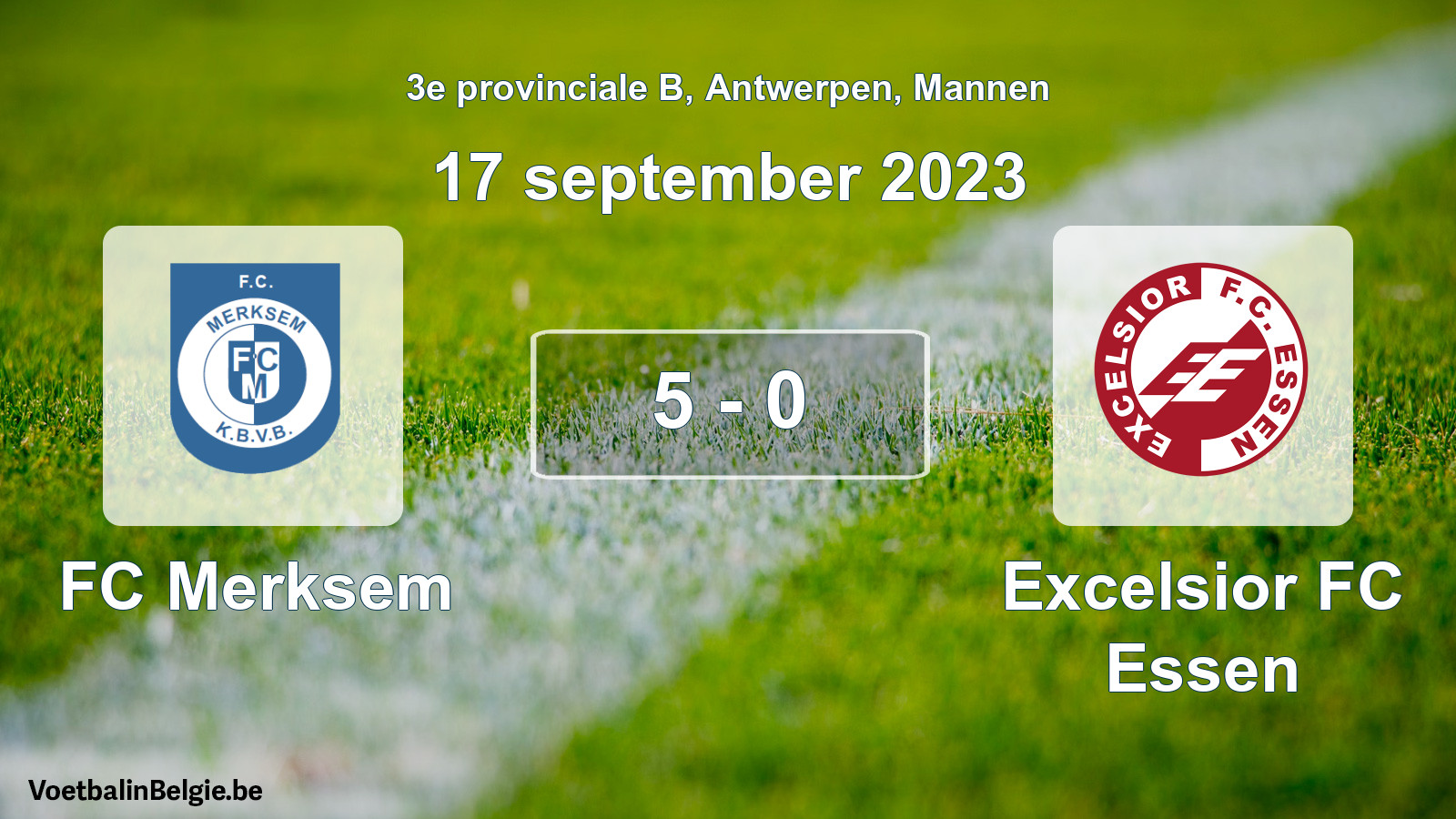 Gespeelde wedstrijd mannenvoetbal: FC Merksem - Excelsior FC Essen 5 - 0 (17 september 2023)