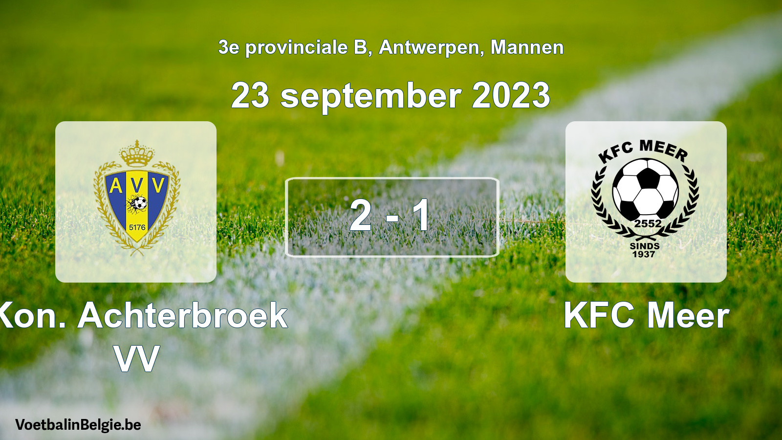 Gespeelde wedstrijd mannenvoetbal: Kon. Achterbroek VV - KFC Meer 2 - 1 (23 september 2023)