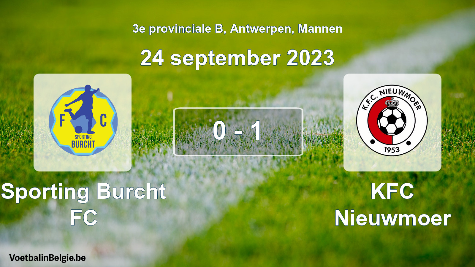Gespeelde wedstrijd mannenvoetbal: Sporting Burcht FC - KFC Nieuwmoer 0 - 1 (24 september 2023)