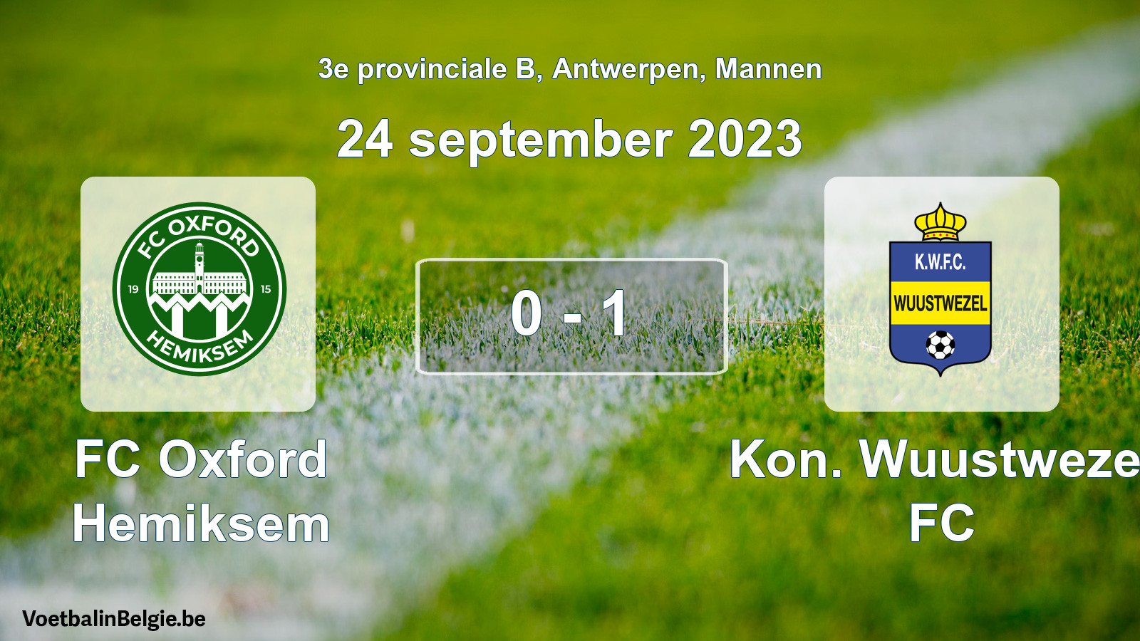 Gespeelde wedstrijd mannenvoetbal: FC Oxford Hemiksem - Kon. Wuustwezel FC 0 - 1 (24 september 2023)