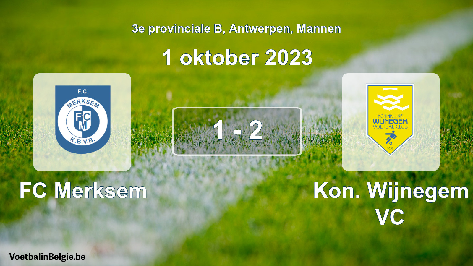 Gespeelde wedstrijd mannenvoetbal: FC Merksem - Kon. Wijnegem VC 1 - 2 (1 oktober 2023)
