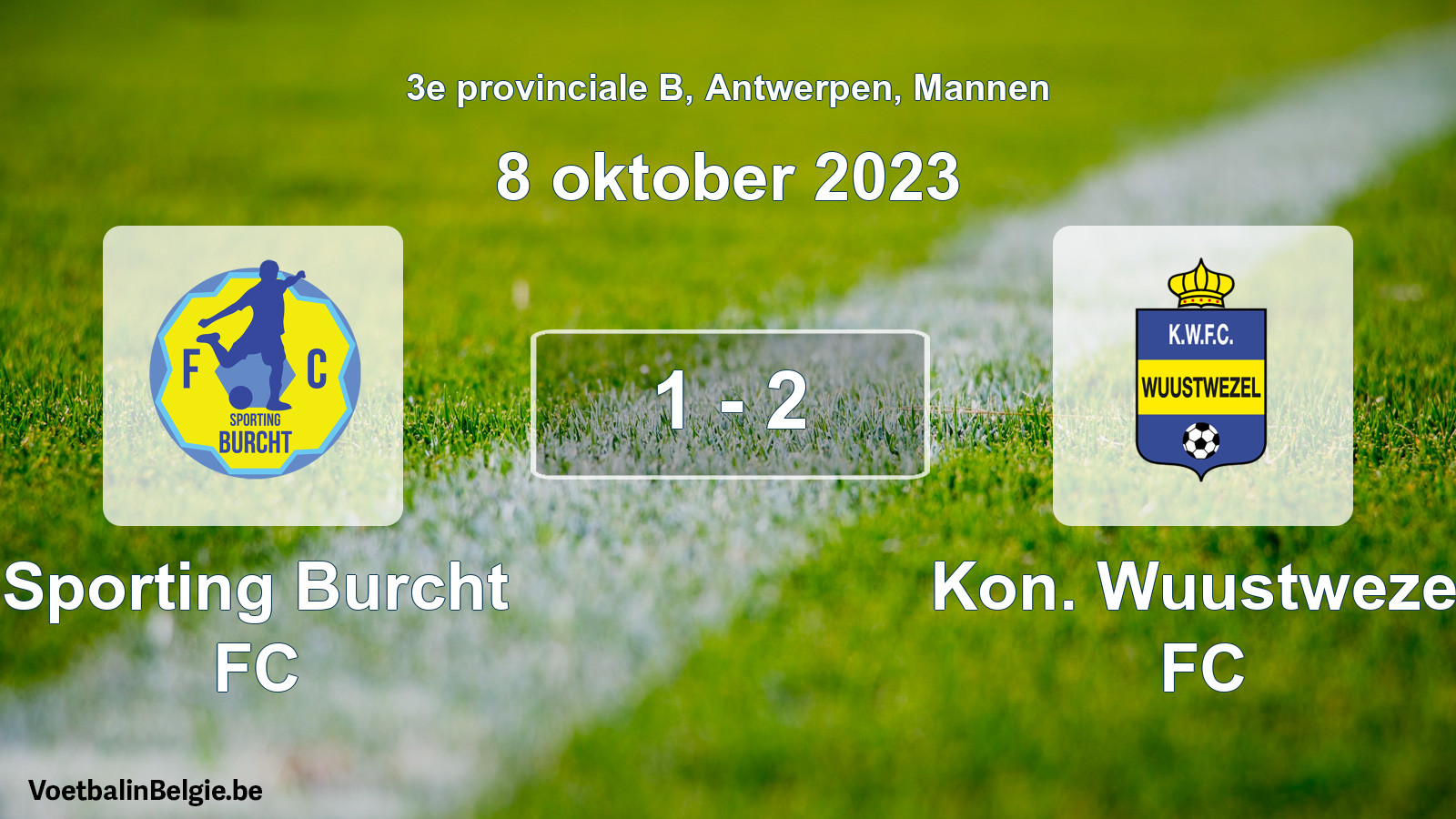 Gespeelde wedstrijd mannenvoetbal: Sporting Burcht FC - Kon. Wuustwezel FC 1 - 2 (8 oktober 2023)