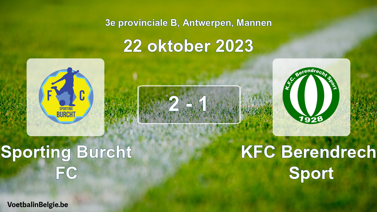 Gespeelde wedstrijd mannenvoetbal: Sporting Burcht FC - KFC Berendrecht Sport 2 - 1 (22 oktober 2023)