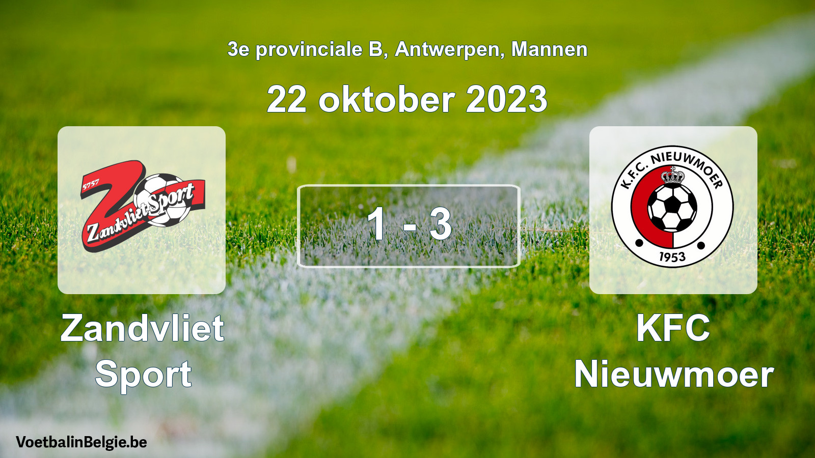 Gespeelde wedstrijd mannenvoetbal: Zandvliet Sport - KFC Nieuwmoer 1 - 3 (22 oktober 2023)