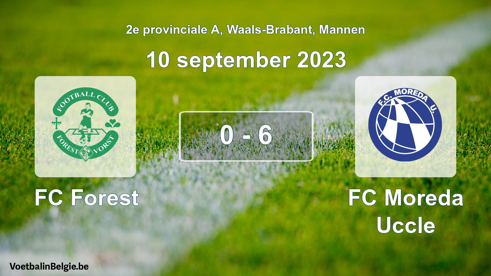 Gespeelde wedstrijd mannenvoetbal: FC Forest - FC Moreda Uccle 0 - 6 (10 september 2023)