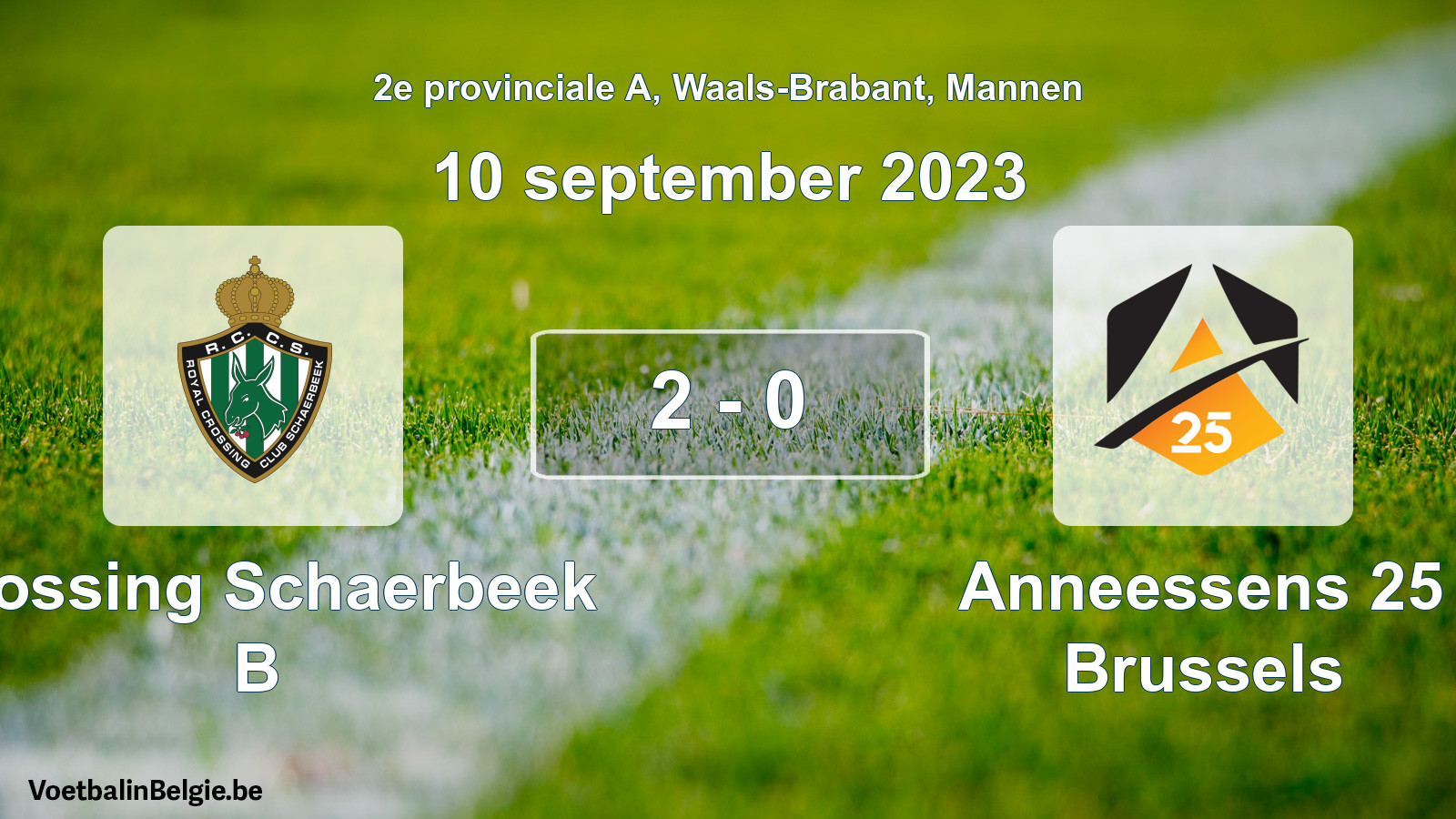 Gespeelde wedstrijd mannenvoetbal: Crossing Schaerbeek B - Anneessens 25 Brussels 2 - 0 (10 september 2023)