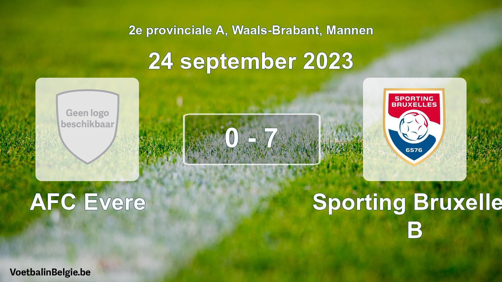 Gespeelde wedstrijd mannenvoetbal: AFC Evere - Sporting Bruxelles B 0 - 7 (24 september 2023)