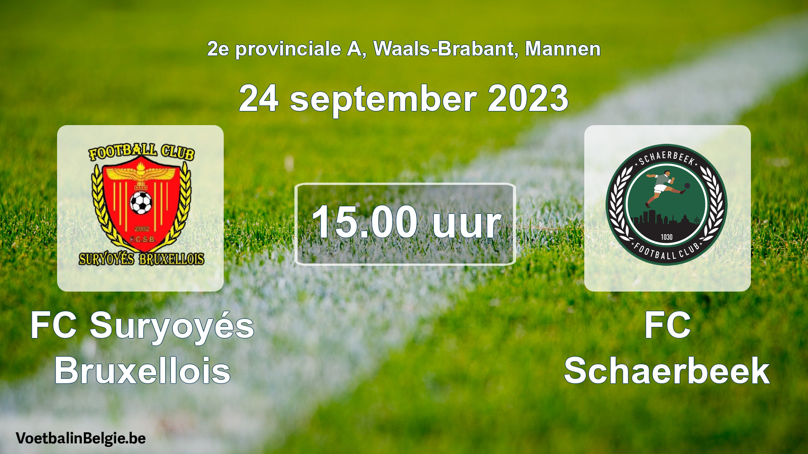 Match prévu football hommes: FC Suryoyés Bruxellois - FC Schaerbeek (24 septembre 2023)