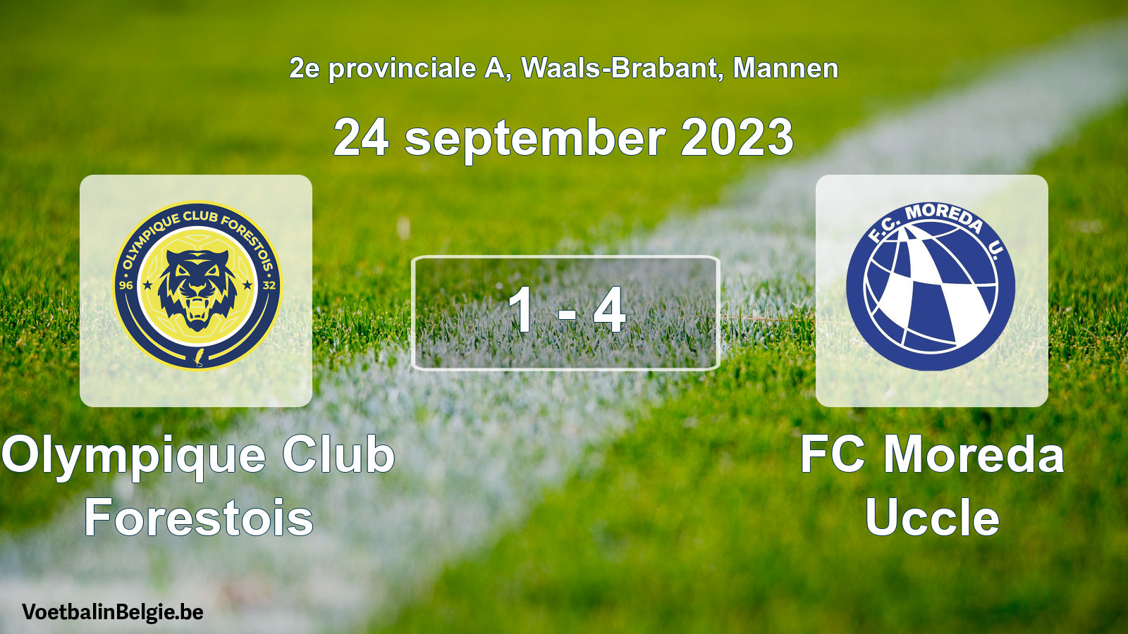 Gespeelde wedstrijd mannenvoetbal: Olympique Club Forestois - FC Moreda Uccle 1 - 4 (24 september 2023)