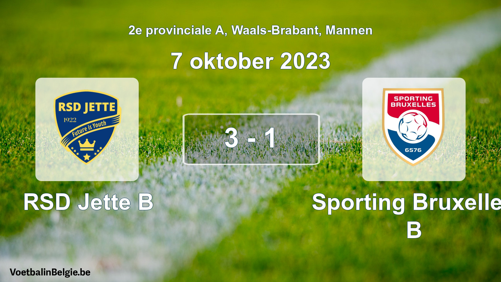 Gespeelde wedstrijd mannenvoetbal: RSD Jette B - Sporting Bruxelles B 3 - 1 (7 oktober 2023)