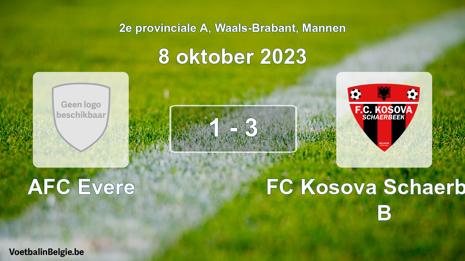 Gespeelde wedstrijd mannenvoetbal: AFC Evere - FC Kosova Schaerbeek B 1 - 3 (8 oktober 2023)