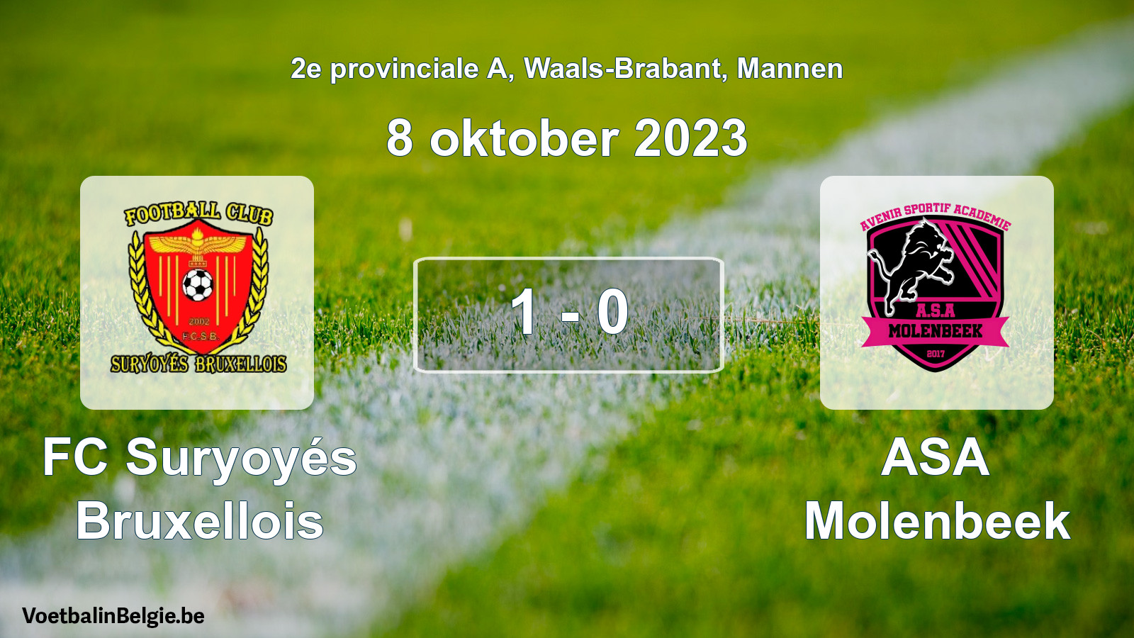 Played match men football: FC Suryoyés Bruxellois - ASA Molenbeek 1 - 0 (8 October 2023)