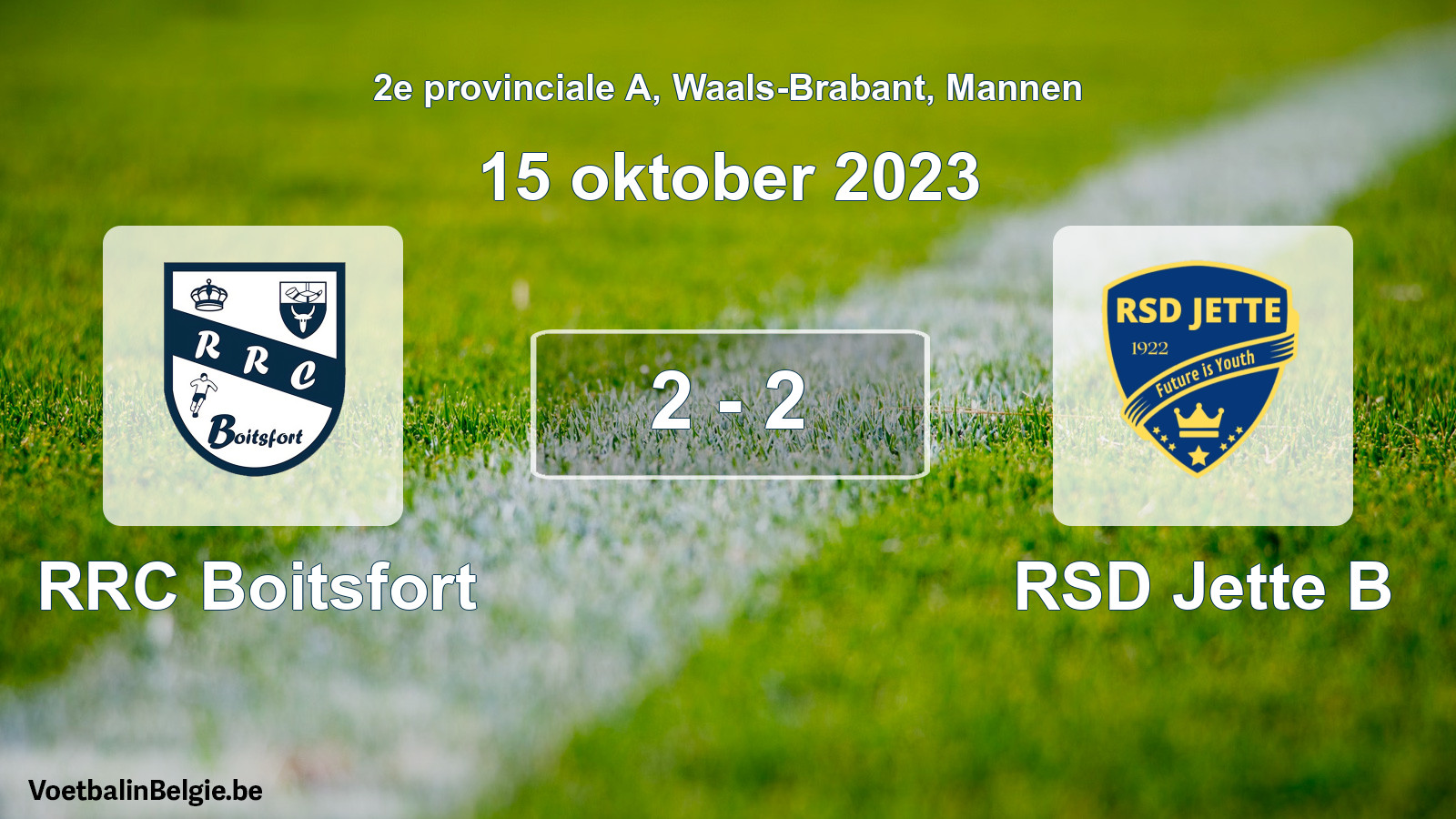 Gespeelde wedstrijd mannenvoetbal: RRC Boitsfort - RSD Jette B 2 - 2 (15 oktober 2023)