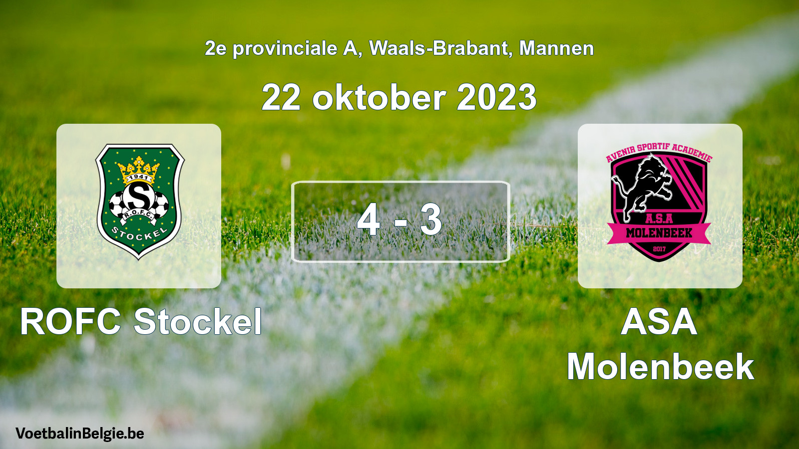 Gespeelde wedstrijd mannenvoetbal: ROFC Stockel - ASA Molenbeek 4 - 3 (22 oktober 2023)