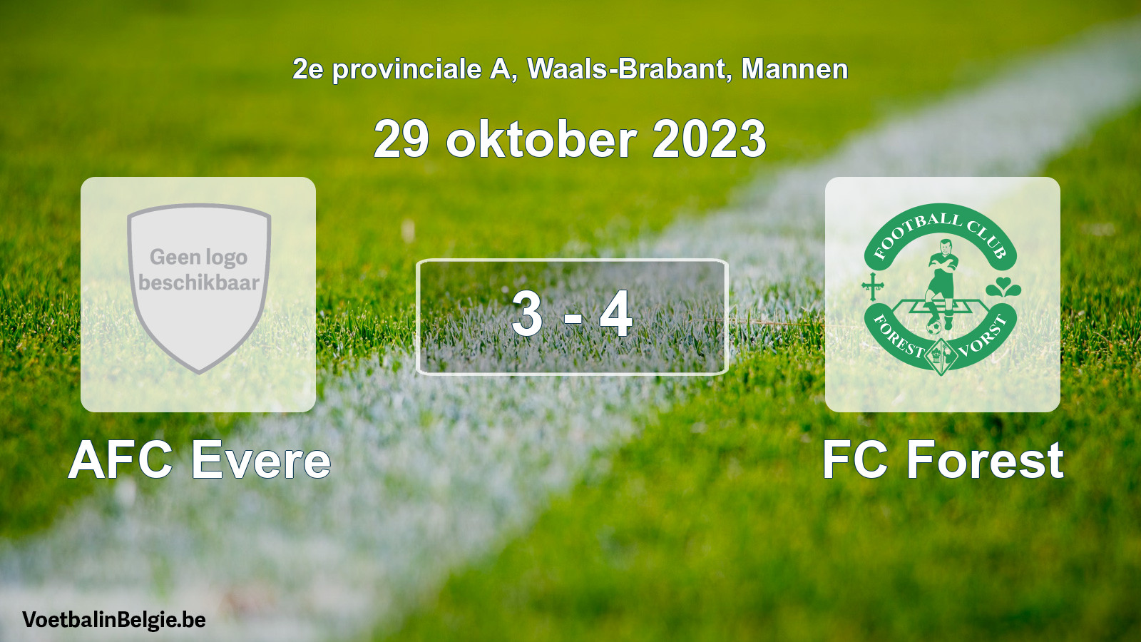 Gespeelde wedstrijd mannenvoetbal: AFC Evere - FC Forest 3 - 4 (29 oktober 2023)