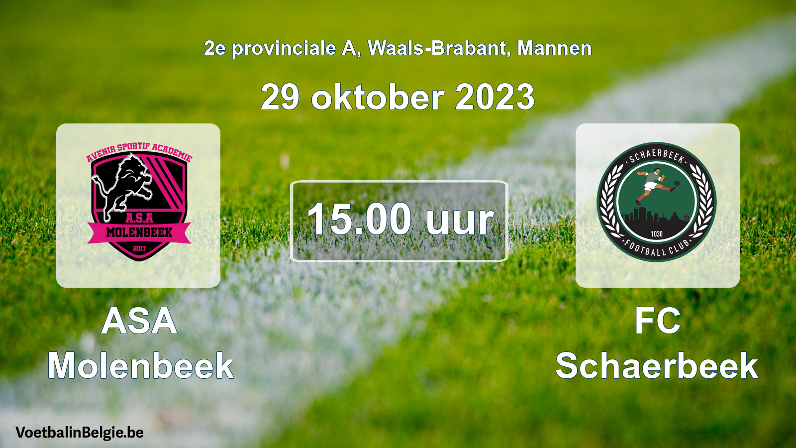 Match prévu football hommes: ASA Molenbeek - FC Schaerbeek (29 octobre 2023)
