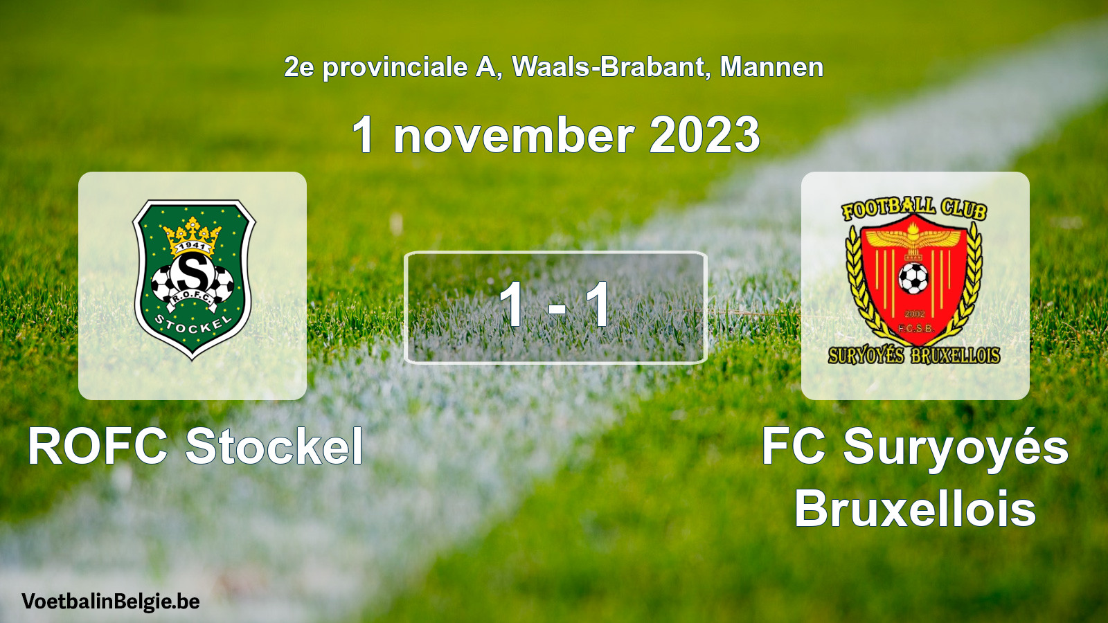 Gespeelde wedstrijd mannenvoetbal: ROFC Stockel - FC Suryoyés Bruxellois 1 - 1 (1 november 2023)