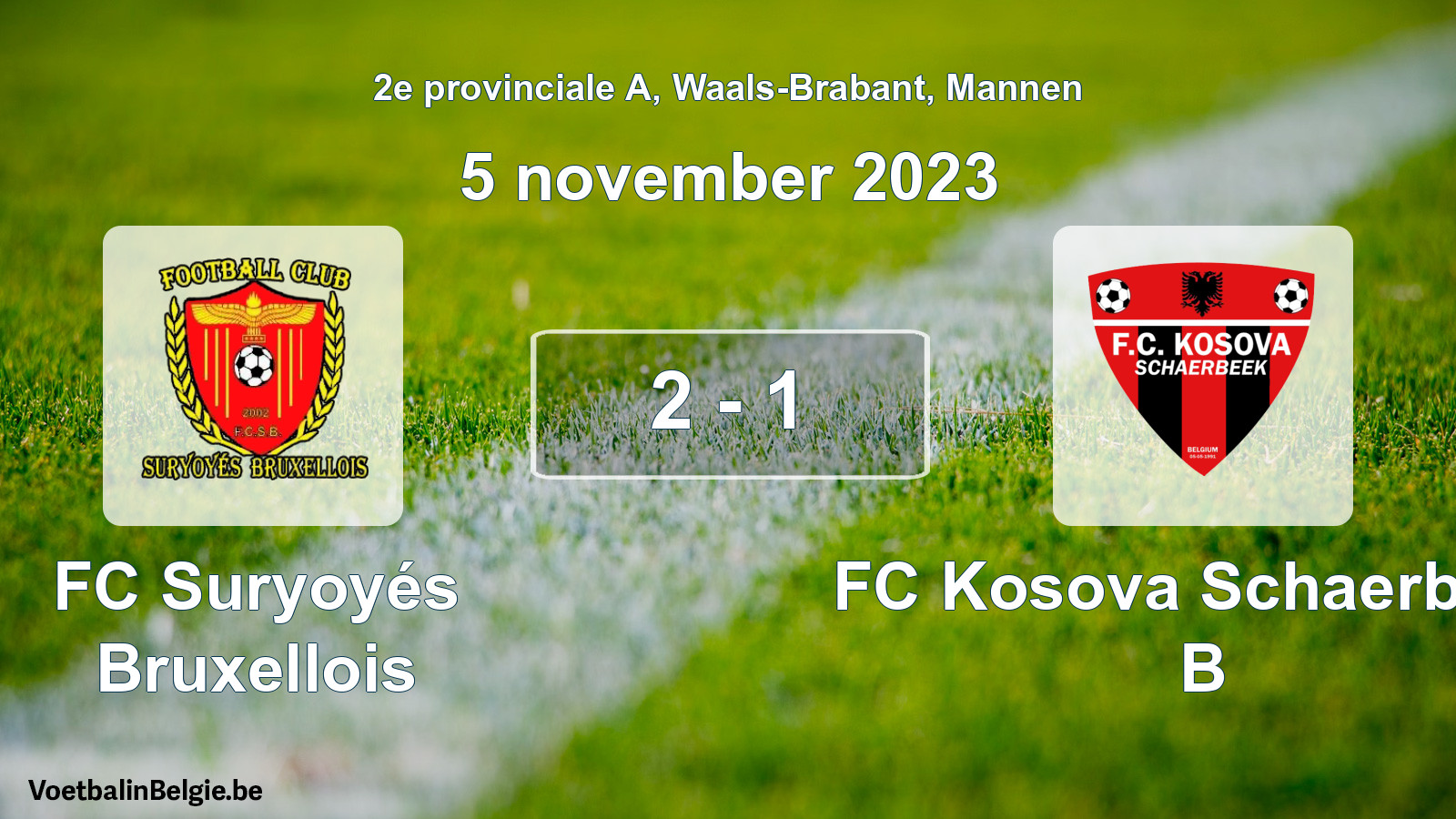 Gespeelde wedstrijd mannenvoetbal: FC Suryoyés Bruxellois - FC Kosova Schaerbeek B 2 - 1 (5 november 2023)