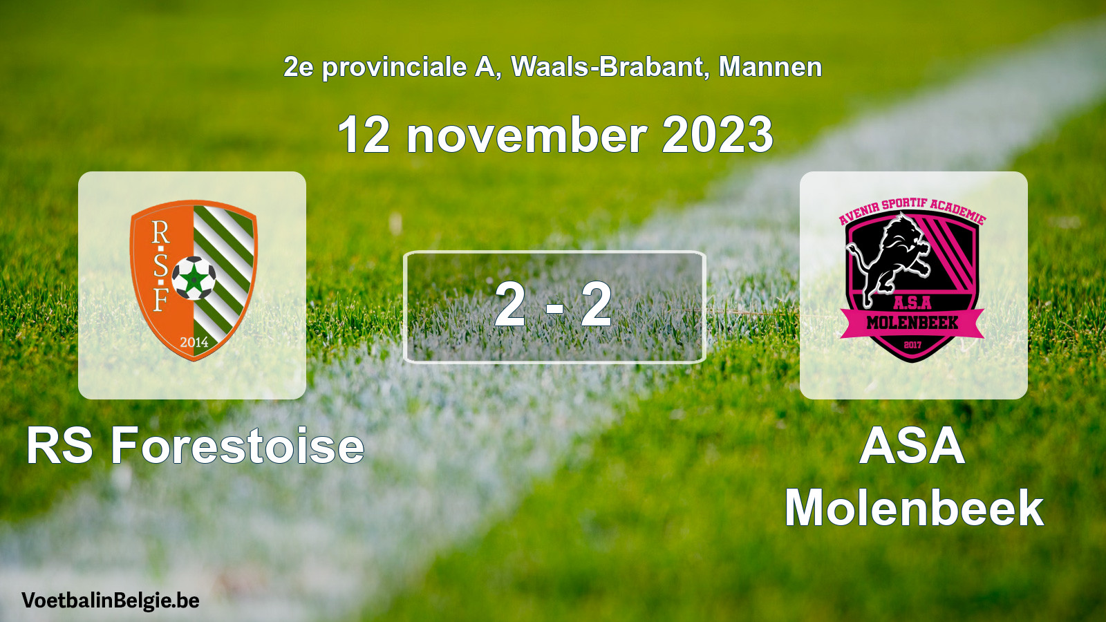 Gespeelde wedstrijd mannenvoetbal: RS Forestoise - ASA Molenbeek 2 - 2 (12 november 2023)