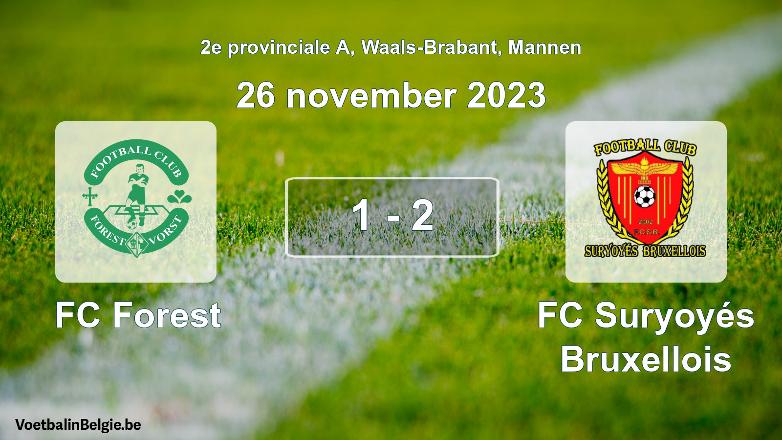 Gespeelde wedstrijd mannenvoetbal: FC Forest - FC Suryoyés Bruxellois 1 - 2 (26 november 2023)
