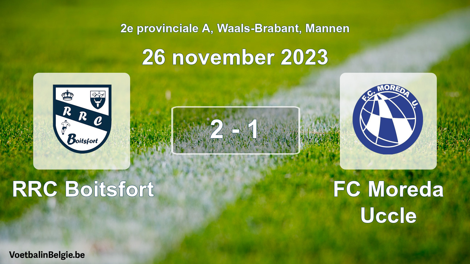 Gespeelde wedstrijd mannenvoetbal: RRC Boitsfort - FC Moreda Uccle 2 - 1 (26 november 2023)