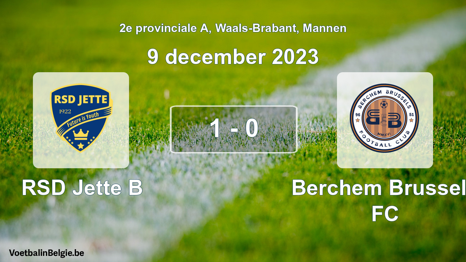 Gespeelde wedstrijd mannenvoetbal: RSD Jette B - Berchem Brussels FC 1 - 0 (9 december 2023)