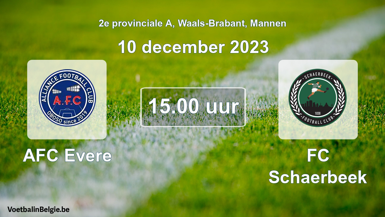 Geplande wedstrijd mannenvoetbal: AFC Evere - FC Schaerbeek (10 december 2023)