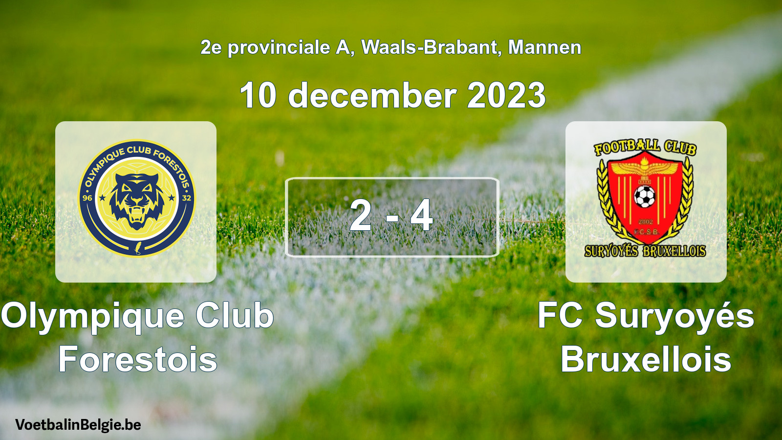 Gespeelde wedstrijd mannenvoetbal: Olympique Club Forestois - FC Suryoyés Bruxellois 2 - 4 (10 december 2023)