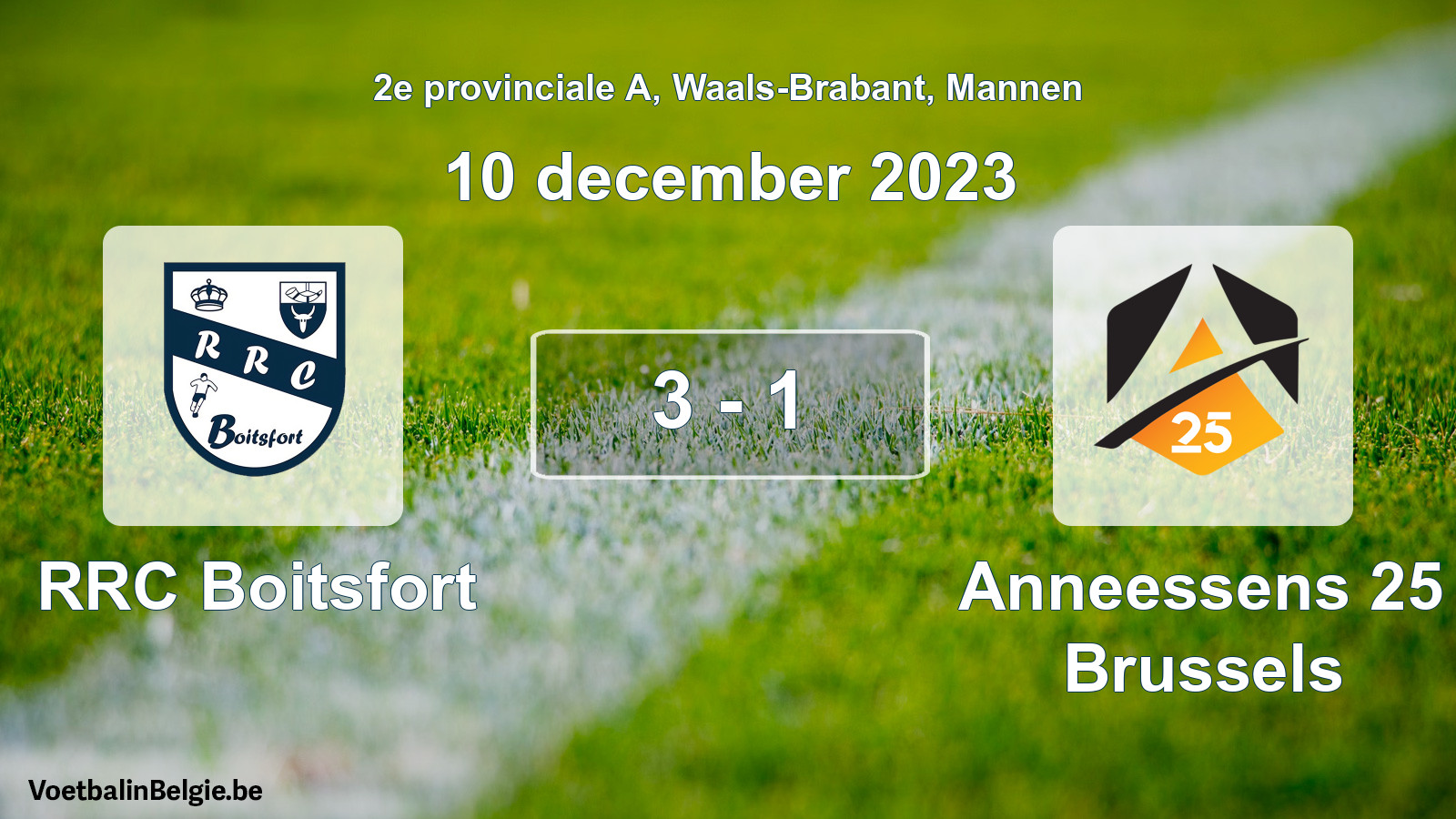 Gespeelde wedstrijd mannenvoetbal: RRC Boitsfort - Anneessens 25 Brussels 3 - 1 (10 december 2023)