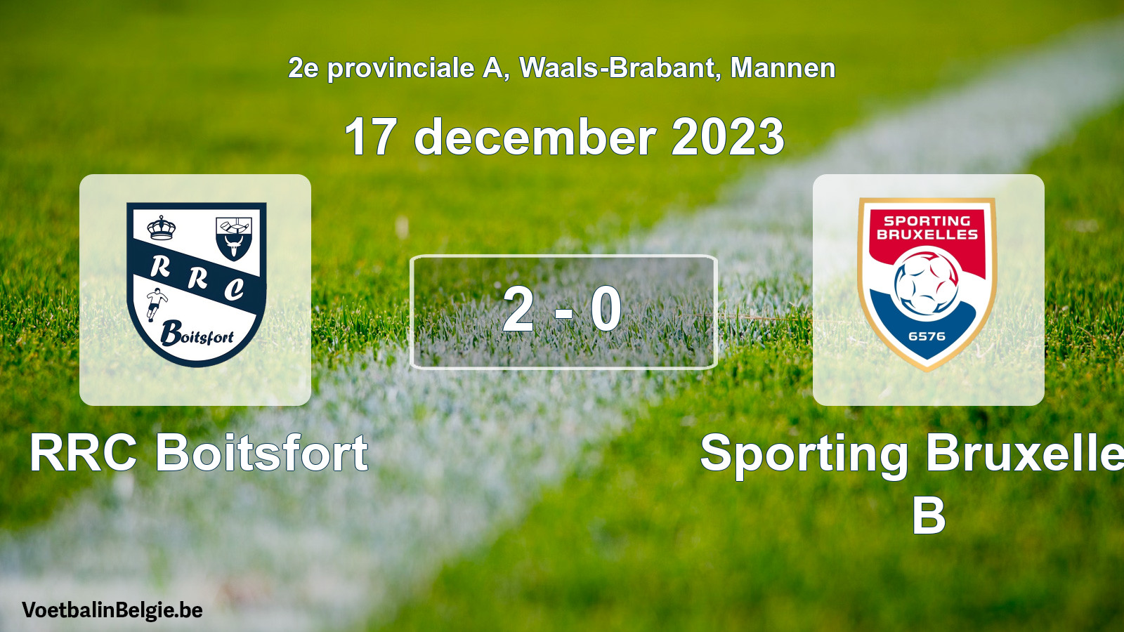 Gespeelde wedstrijd mannenvoetbal: RRC Boitsfort - Sporting Bruxelles B 2 - 0 (17 december 2023)