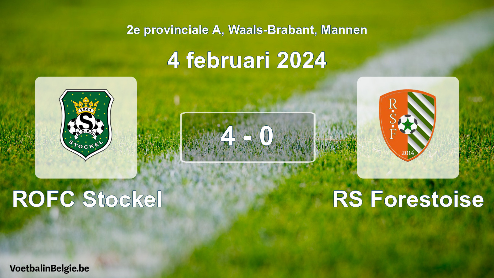 Gespeelde wedstrijd mannenvoetbal: ROFC Stockel - RS Forestoise 4 - 0 (4 februari 2024)