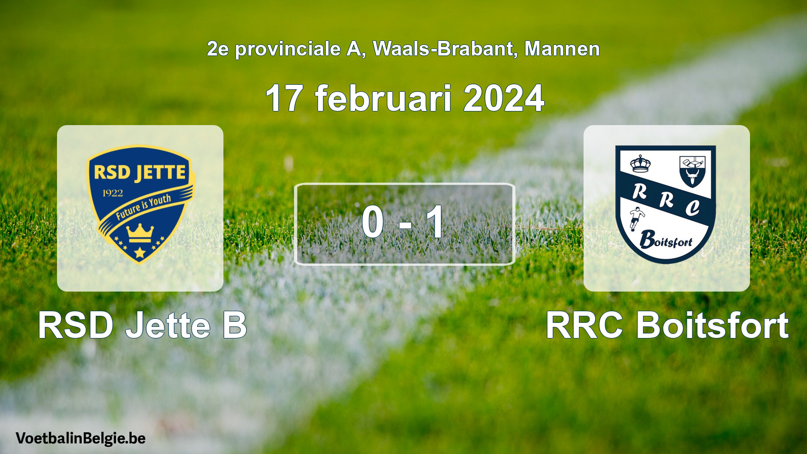 Gespeelde wedstrijd mannenvoetbal: RSD Jette B - RRC Boitsfort 0 - 1 (17 februari 2024)