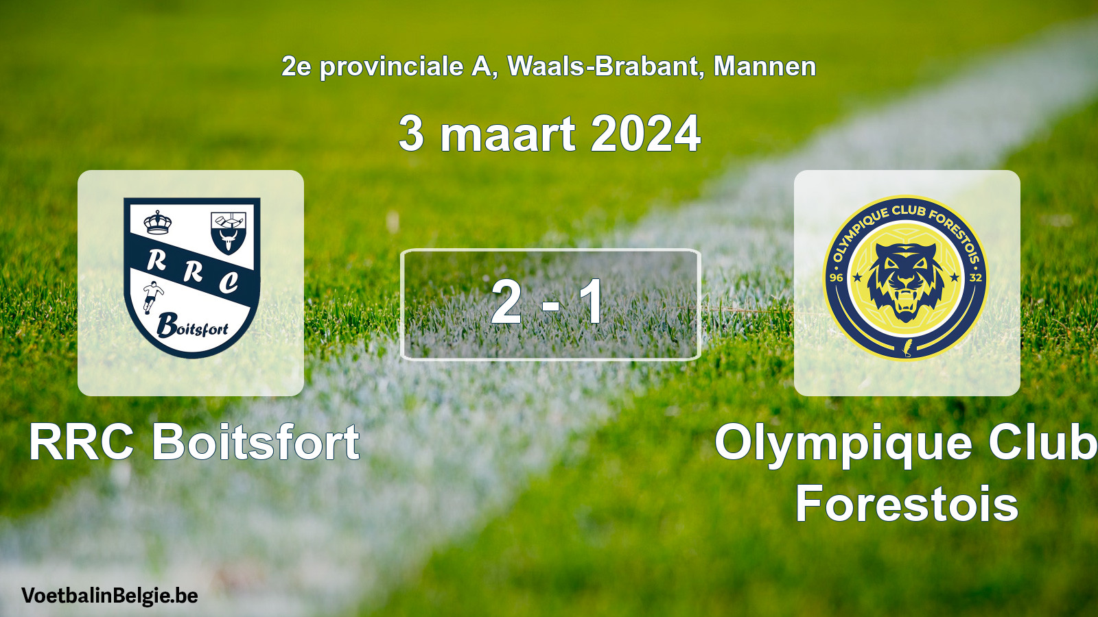 Gespeelde wedstrijd mannenvoetbal: RRC Boitsfort - Olympique Club Forestois 2 - 1 (3 maart 2024)