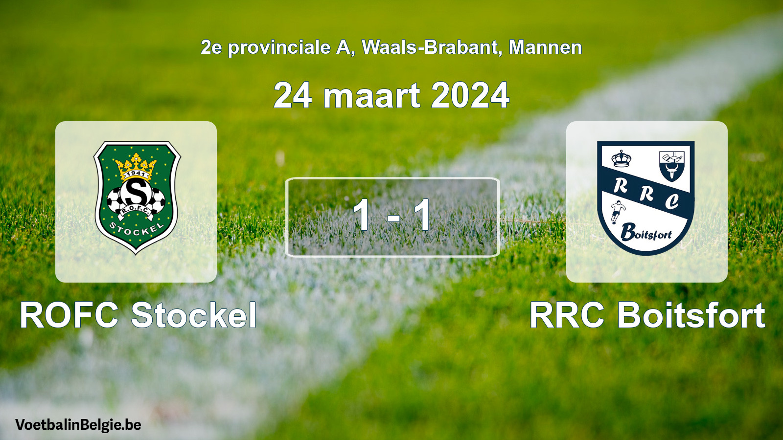 Gespeelde wedstrijd mannenvoetbal: ROFC Stockel - RRC Boitsfort 1 - 1 (24 maart 2024)