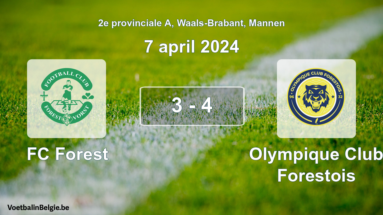 Gespeelde wedstrijd mannenvoetbal: FC Forest - Olympique Club Forestois 3 - 4 (7 april 2024)