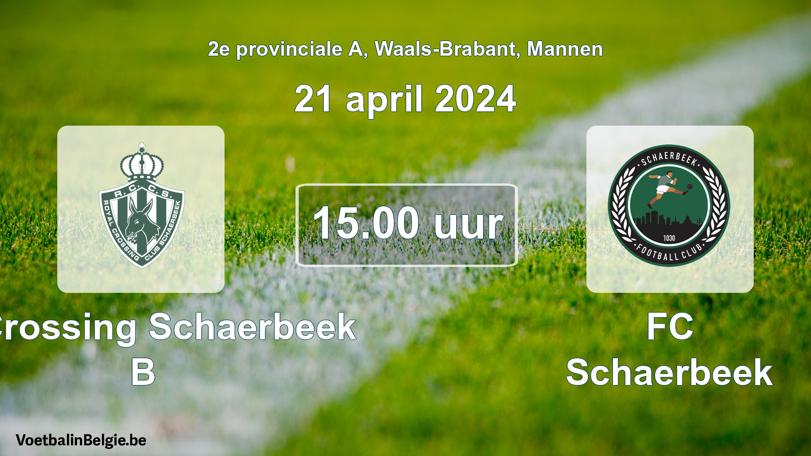 Match prévu football hommes: R. Crossing Schaerbeek B - FC Schaerbeek (21 avril 2024)