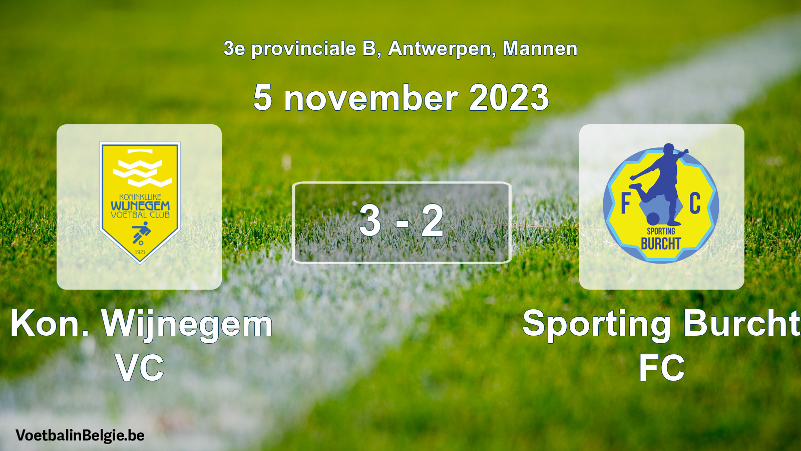 Gespeelde wedstrijd mannenvoetbal: Kon. Wijnegem VC - Sporting Burcht FC 3 - 2 (5 november 2023)