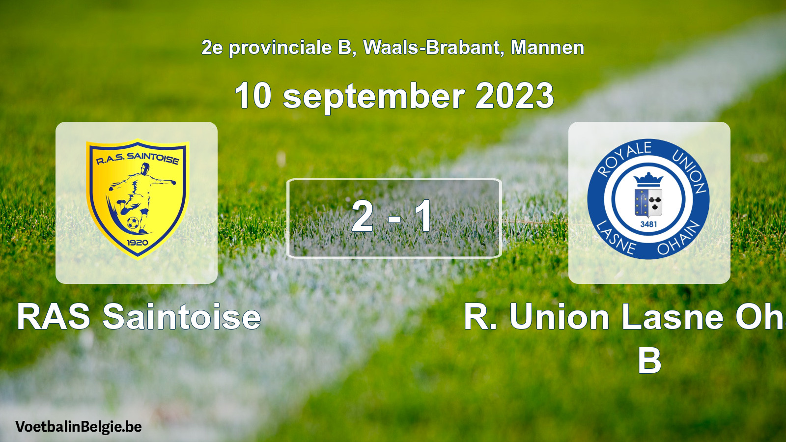 Gespeelde wedstrijd mannenvoetbal: RAS Saintoise - R. Union Lasne Ohain B 2 - 1 (10 september 2023)