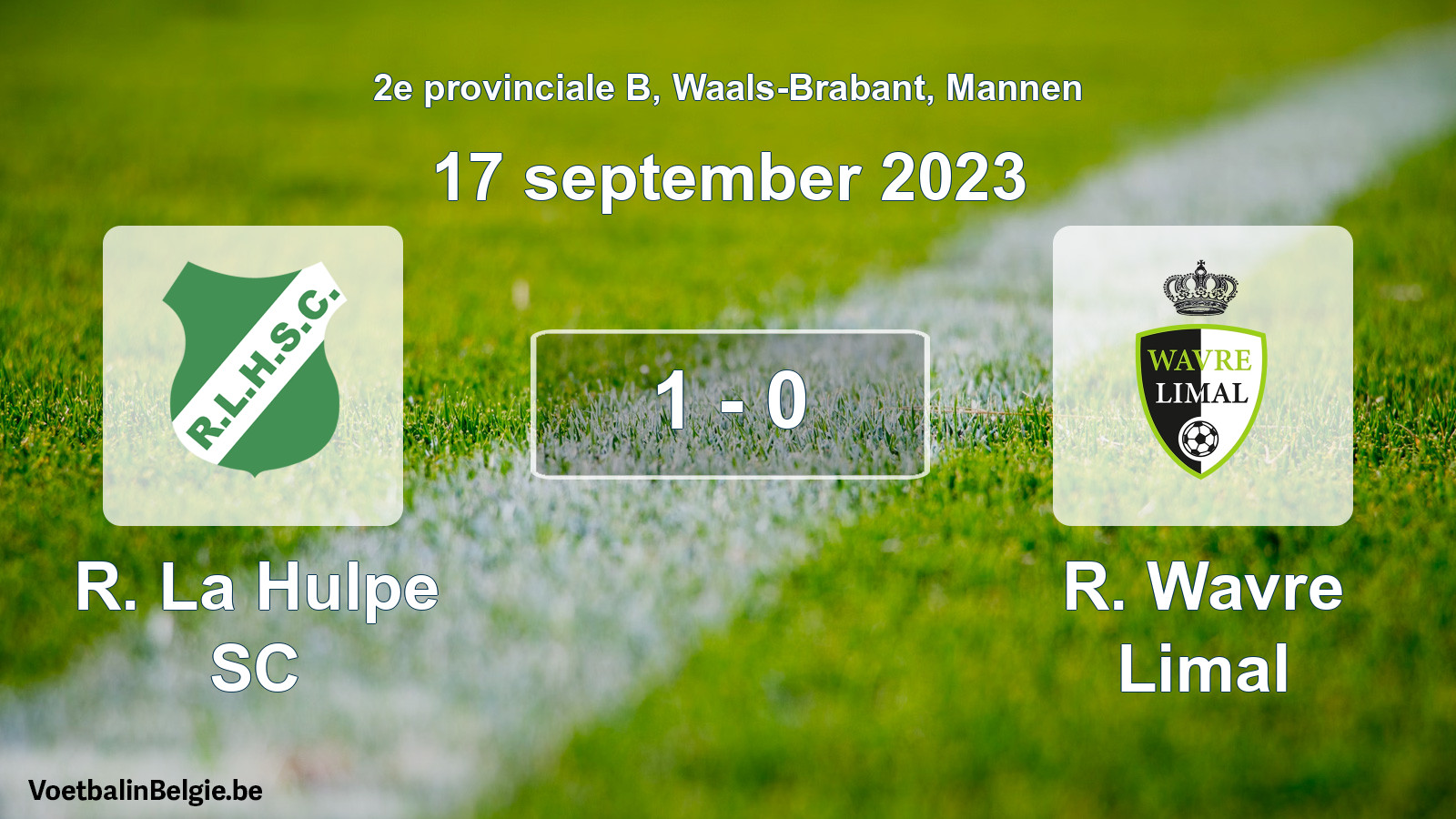 Gespeelde wedstrijd mannenvoetbal: R. La Hulpe SC - R. Wavre Limal 1 - 0 (17 september 2023)