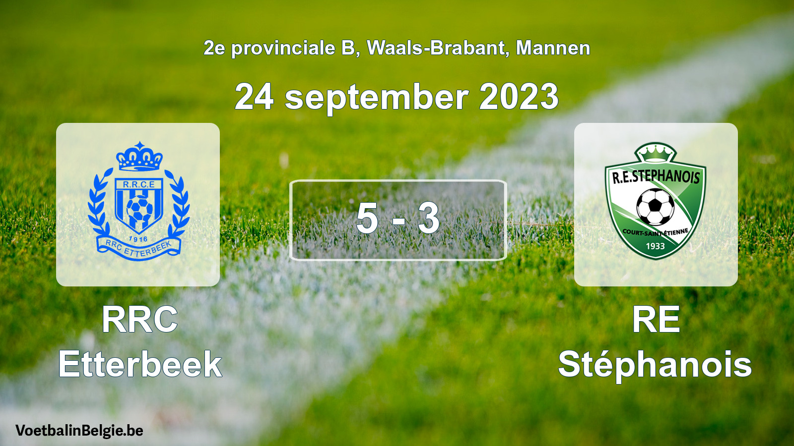 Gespeelde wedstrijd mannenvoetbal: RRC Etterbeek - RE Stéphanois 5 - 3 (24 september 2023)