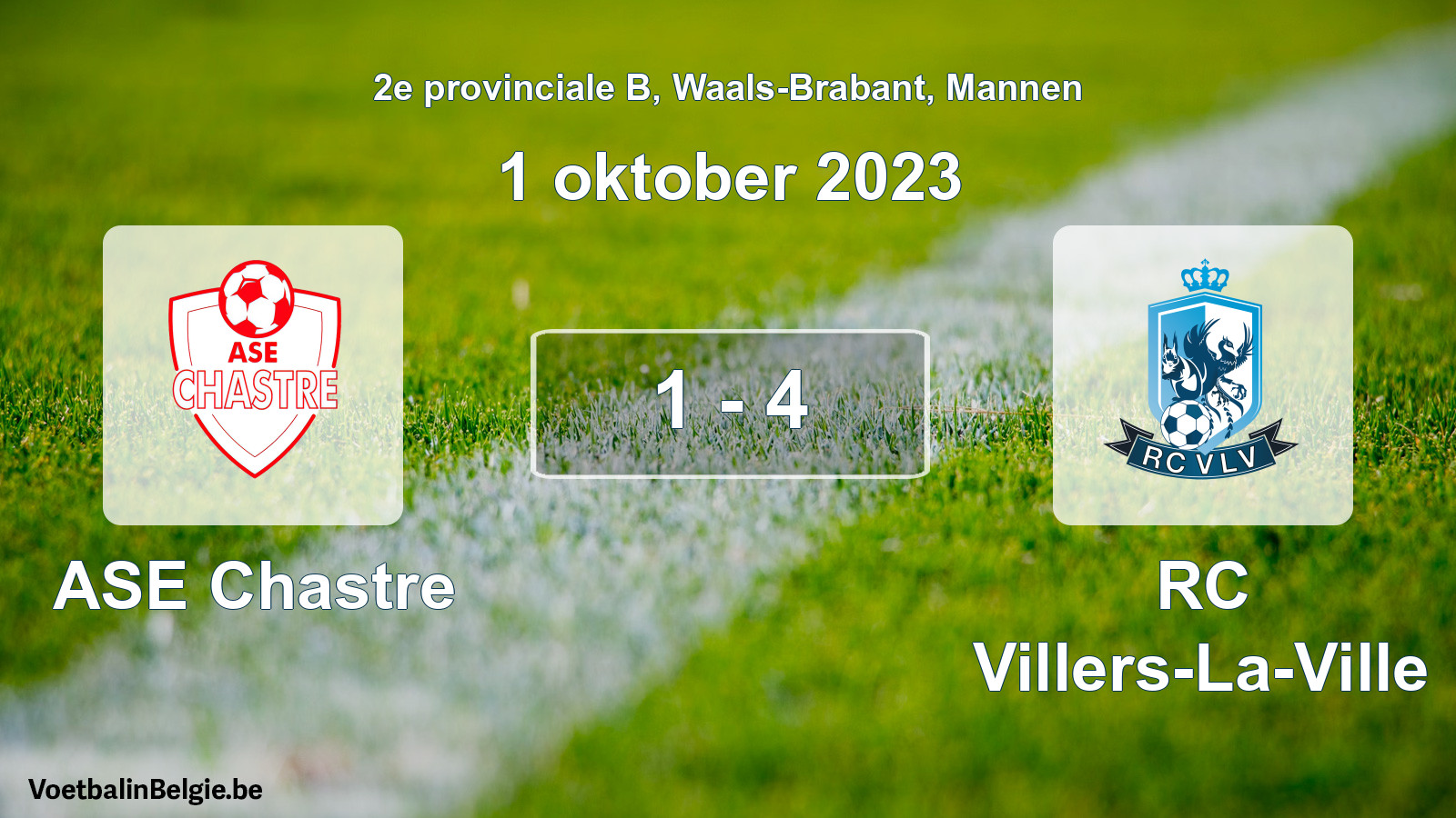 Gespeelde wedstrijd mannenvoetbal: ASE Chastre - RC Villers-La-Ville 1 - 4 (1 oktober 2023)