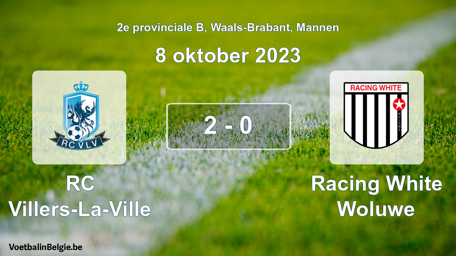 Gespeelde wedstrijd mannenvoetbal: RC Villers-La-Ville - Racing White Woluwe 2 - 0 (8 oktober 2023)